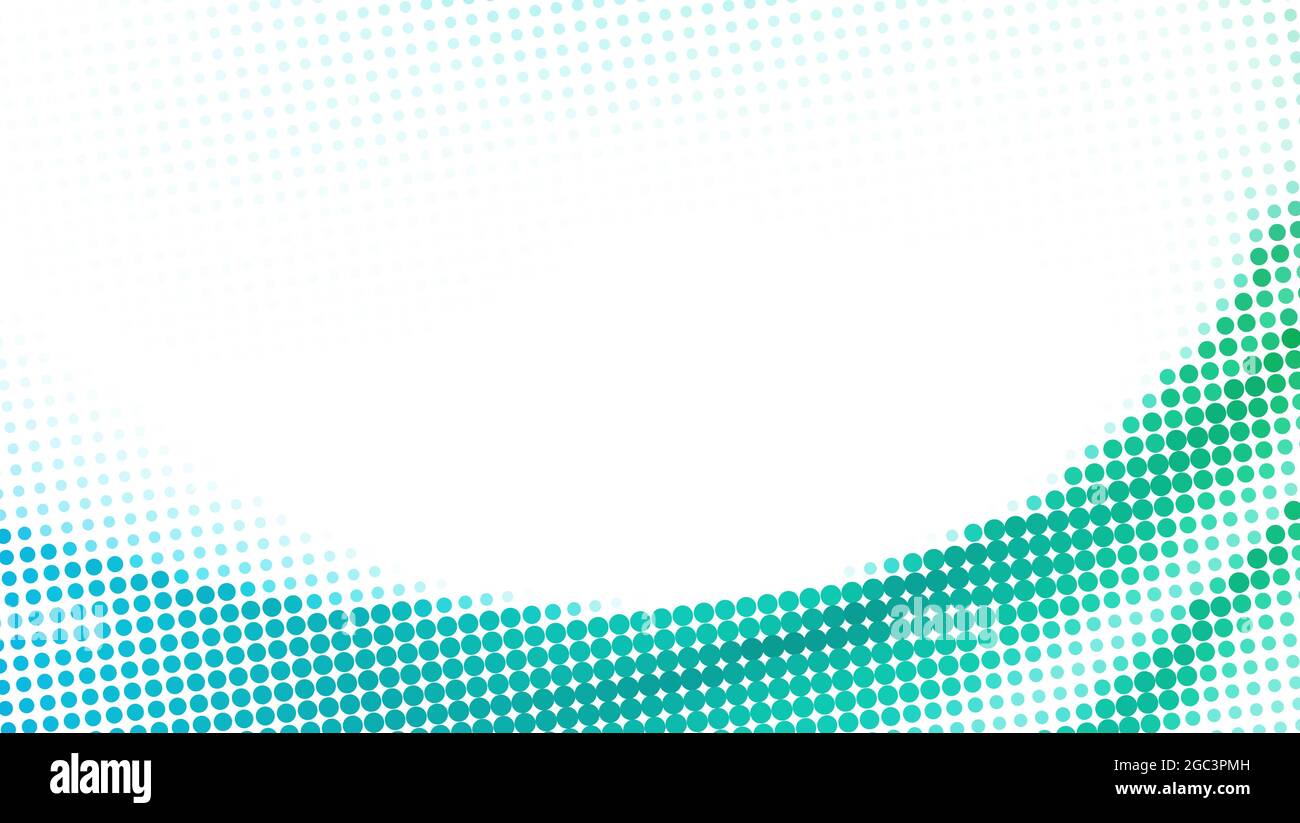 Arrière-plan abstrait en pointillés avec gradient de ceruléen au vert de printemps. Motif graphique vectoriel demi-ton Illustration de Vecteur