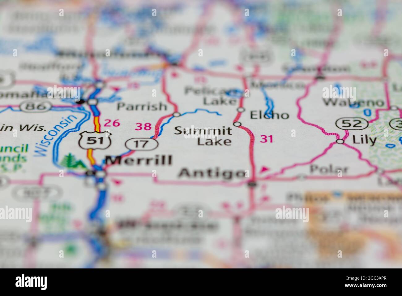Carte du sommet du lac wisconsin Banque de photographies et d’images à