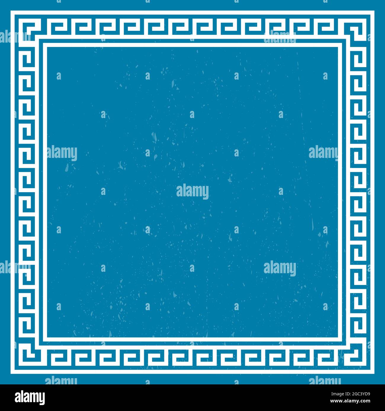 Cadre carré de style grec avec ornement et fond bleu gunge. Copier l'espace pour la conception ou le texte. Illustration vectorielle Illustration de Vecteur