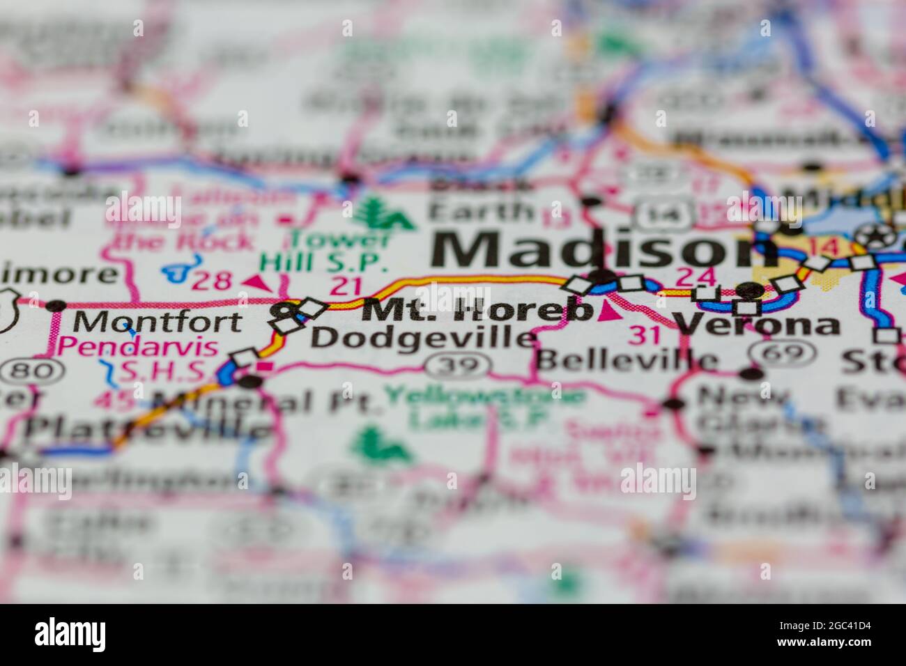 Mont horeb sur une carte Banque de photographies et d’images à haute