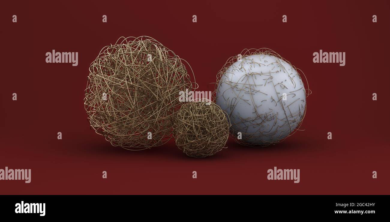 Boules géométriques de différentes tailles sur un arrière-plan R. Banque D'Images