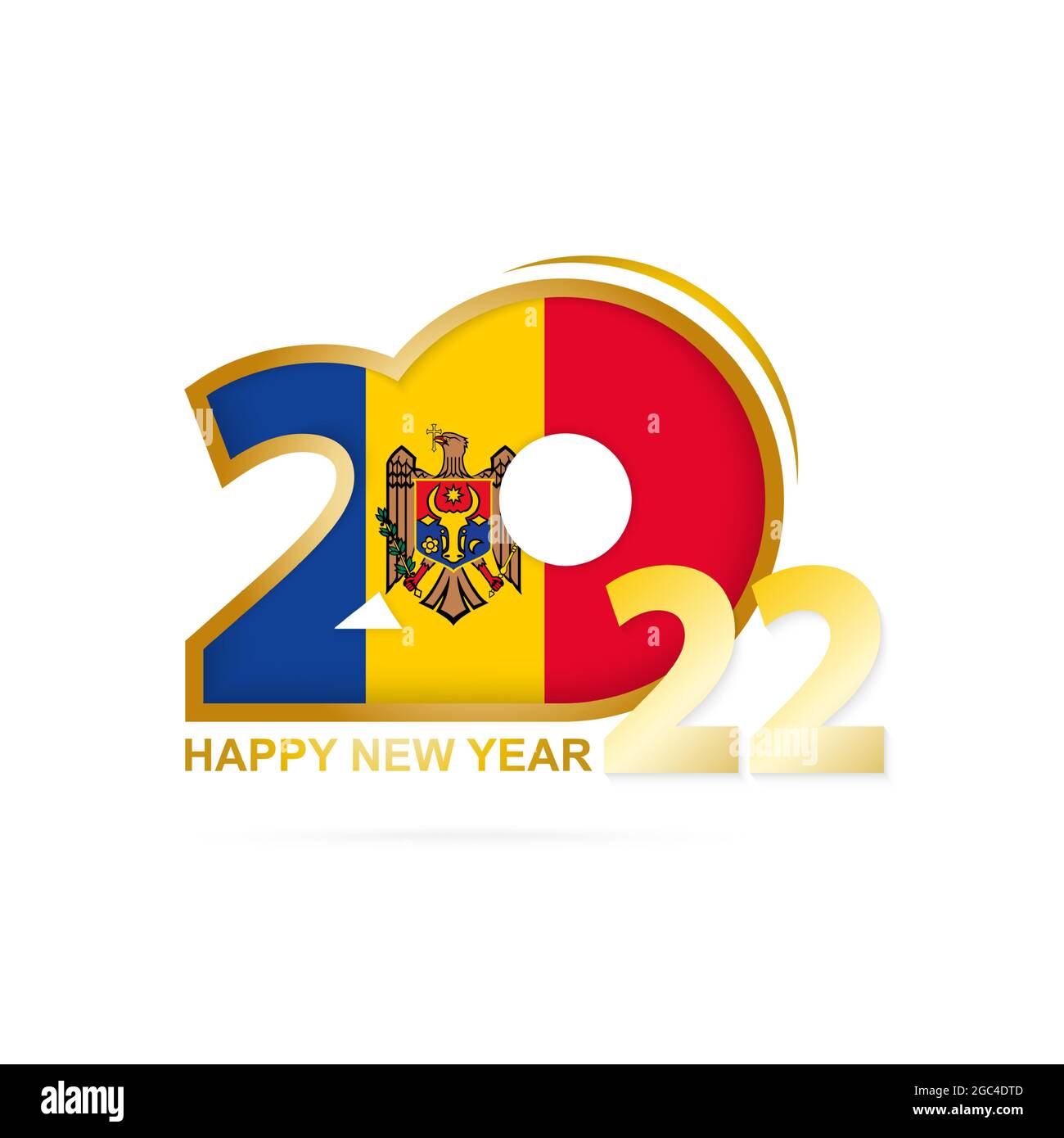 Année 2022 avec motif drapeau de Moldavie. Bonne année de conception. Illustration vectorielle. Illustration de Vecteur
