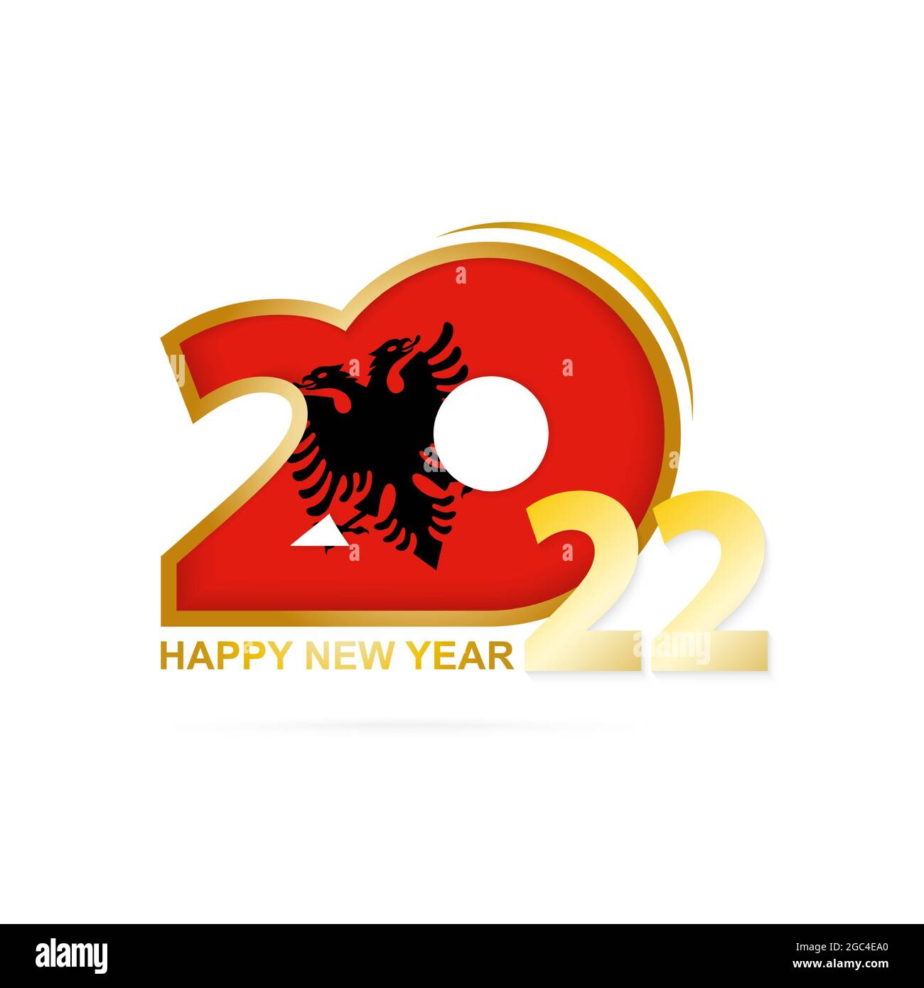 Année 2022 avec modèle de drapeau de l'Albanie. Bonne année de conception. Illustration vectorielle. Illustration de Vecteur