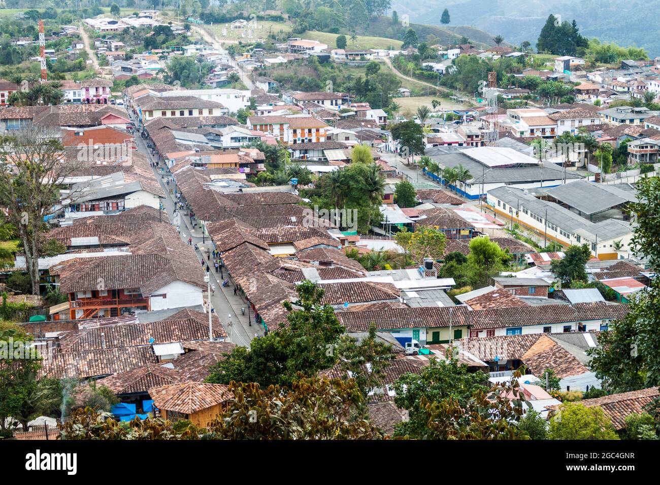 Vue aérienne de Salento, Colombie Banque D'Images