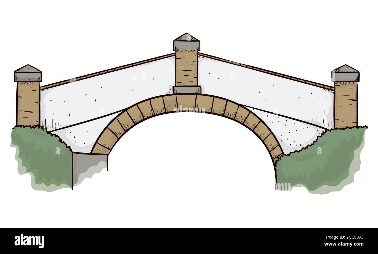 Illustration avec quelques couleurs représentant l'emblématique monument colombien du Pont de Boyaca. Illustration de Vecteur