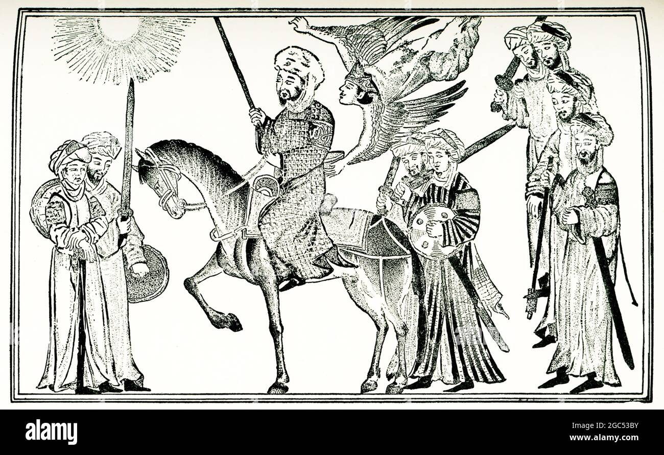 La légende accompagnant cette illustration de 1903 dans le livre de Gaston Maspero sur l’histoire de l’Égypte est la suivante : « le prophète Mahomet d’un manuscrit du neuvième siècle ». Banque D'Images