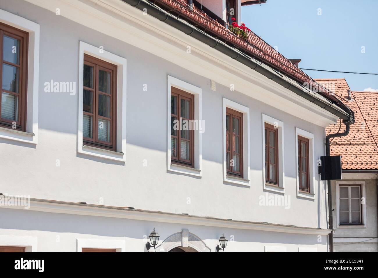 Photo des façades de la vieille ville de Ljubljana, Slovénie, typique des âges médiévaux. La vieille ville de Ljubljana est la partie la plus ancienne des Slovènes Banque D'Images