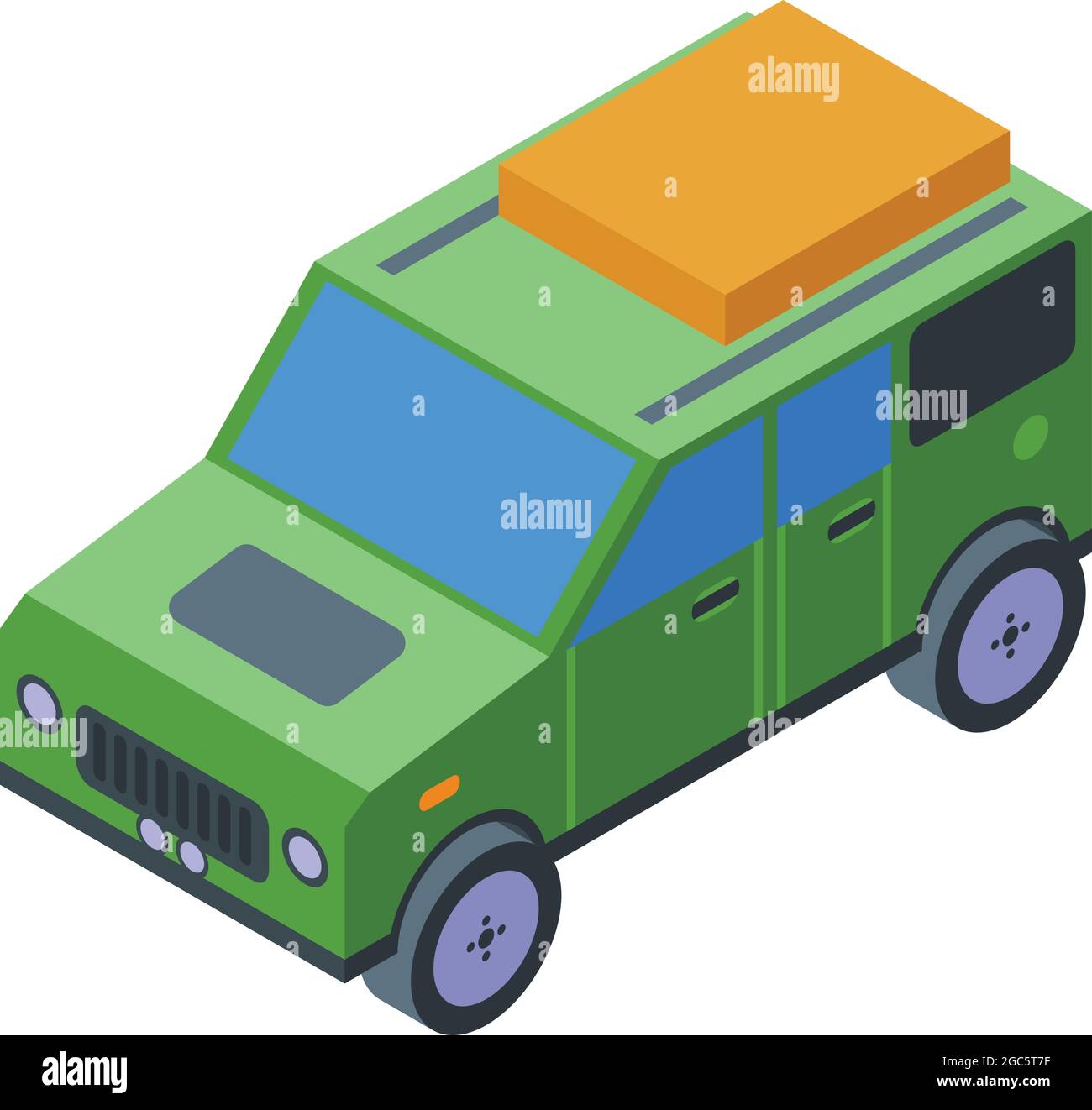 Vert safari jeep icône vecteur isométrique. Voiture 4x4. Véhicule tout-terrain Illustration de Vecteur