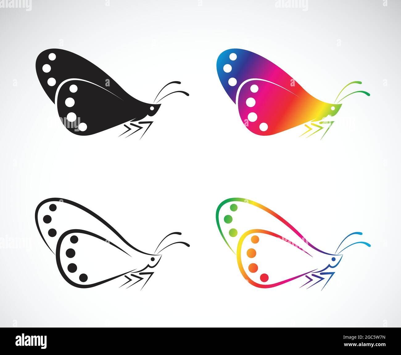 Groupe vectoriel de papillon sur fond blanc. Insecte animal. Icône papillon. Illustration vectorielle superposée facile à modifier. Animaux sauvages. Illustration de Vecteur