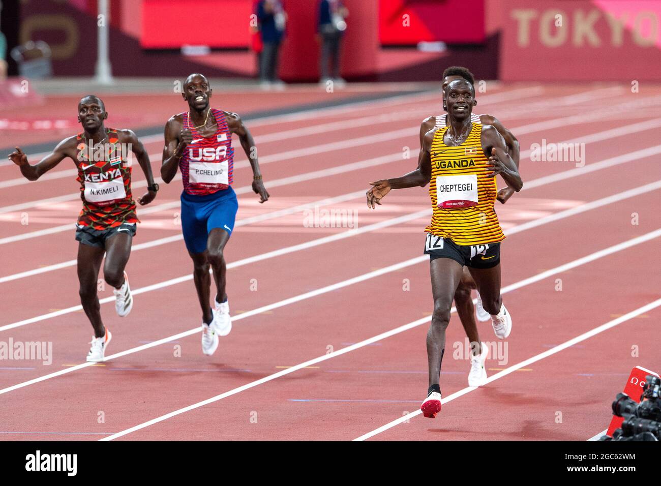 Tokyo, Japon. 06e août 2021. KIMELI Nicholas Kipkorir (KEN), CHELIMO Paul (USA) Médaille de bronze, CHEPTEGEI Joshua (UGA) Médaille d'or lors des Jeux Olympiques Tokyo 2020, Athletics Men 5000m final le 6 août 2021 au stade olympique de Tokyo, Japon - photo Andy Astfalck / Orange Pictures / DPPI crédit: Independent photo Agency/Alay Live News Banque D'Images