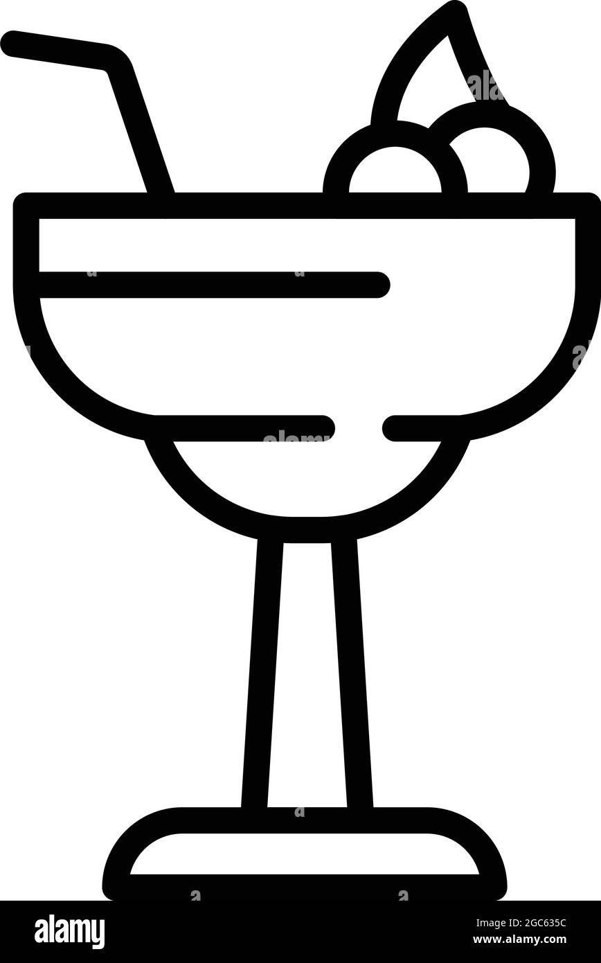 Vecteur de contour d'icône de cocktail de bar. Restaurant pub. Boisson au Martini Illustration de Vecteur