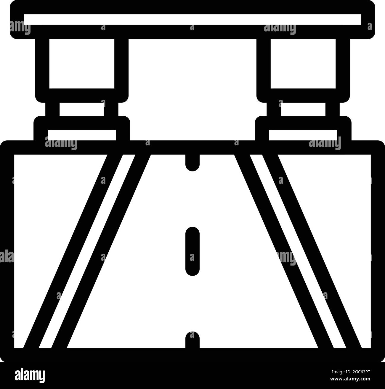 Vecteur de contour de l'icône de pont d'autoroute. Perspective de route. Construction de voies Illustration de Vecteur