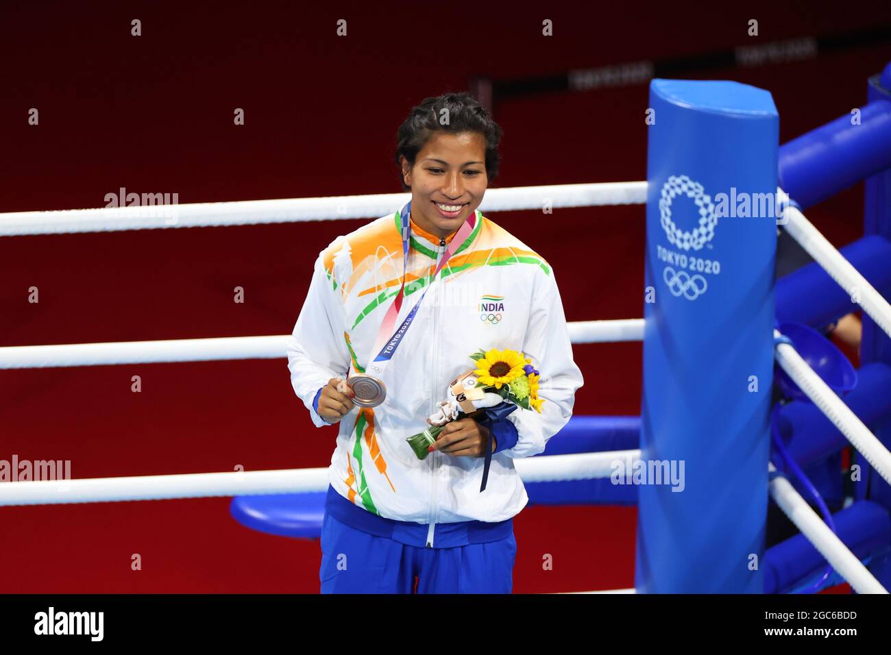 Tokyo, Japon. 7 août 2021. BORGOHAIN Lovlina Médaille de bronze (IND) Boxe : Femme Welter (64-69kg) cérémonie de la Médaille lors des Jeux Olympiques de Tokyo 2020 à la Kokugikan Arena à Tokyo, Japon . Credit: Yohei Osada/AFLO SPORT/Alay Live News Banque D'Images