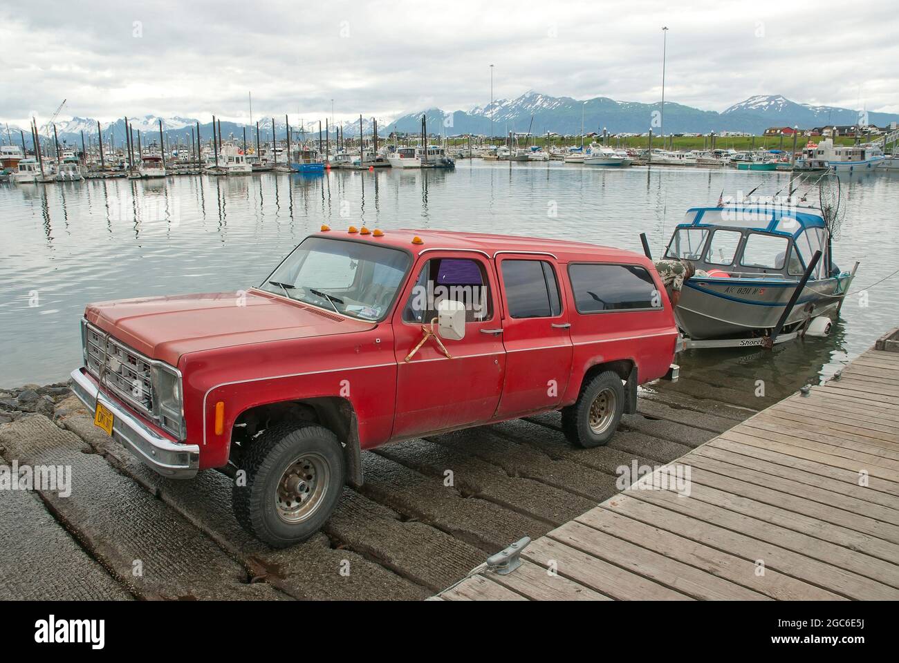 Mise à l'eau - dans la rampe d'eau pour bateaux, Alaska Banque D'Images