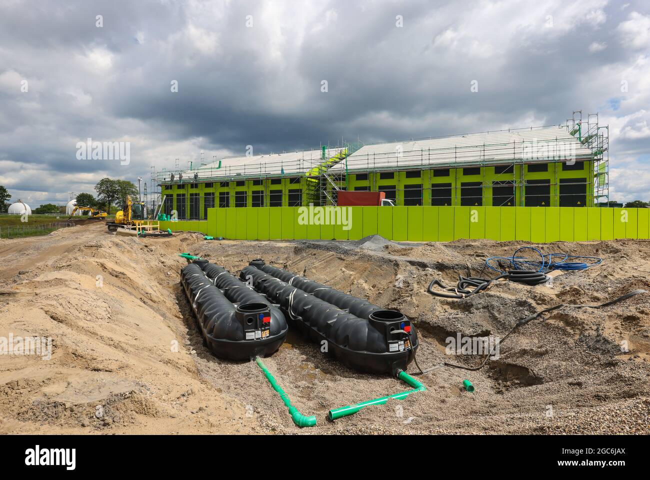 Oberhausen, Rhénanie-du-Nord-Westphalie, Allemagne - reconstruction d'Emscher, nouvelle construction de l'égout d'Emscher, ici la nouvelle construction de l'Ober Banque D'Images