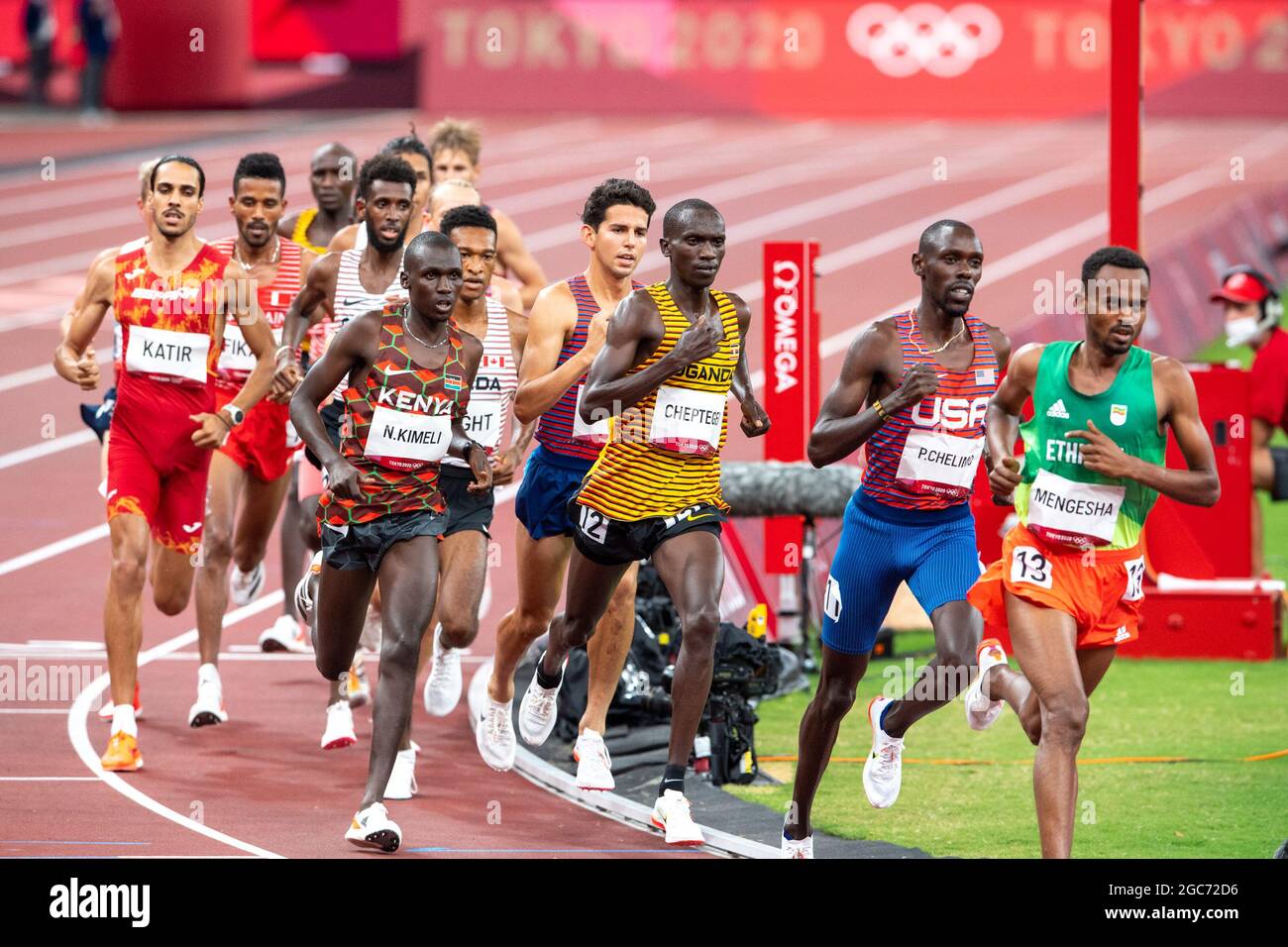 Tokyo, Japon. 06e août 2021. KATIR Mohamed (ESP), KIMELI Nicholas Kipkorir (KEN), CHEPTEGEI Joshua (UGA), CHELIMO Paul (USA), MENGESHA Milkesa (ETH) lors des Jeux Olympiques Tokyo 2020, finale Athletics Men DPm du 6 août 2021 au Stade olympique de Tokyo, Japon - photo Andy Afalck / Orange photos : Agence photo indépendante/Alamy Live News Banque D'Images
