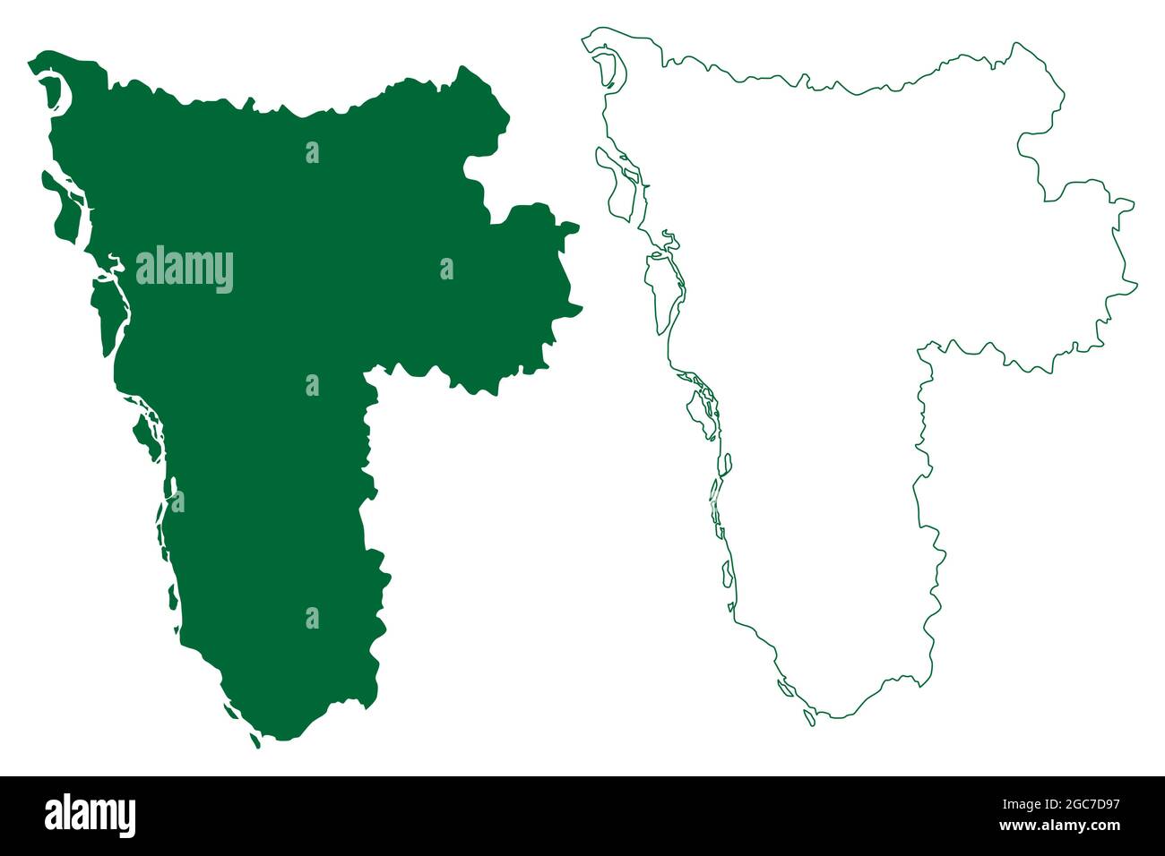 District d'Amroha (État de l'Uttar Pradesh, République de l'Inde) carte illustration vectorielle, scribble plan carte d'Amroha Illustration de Vecteur