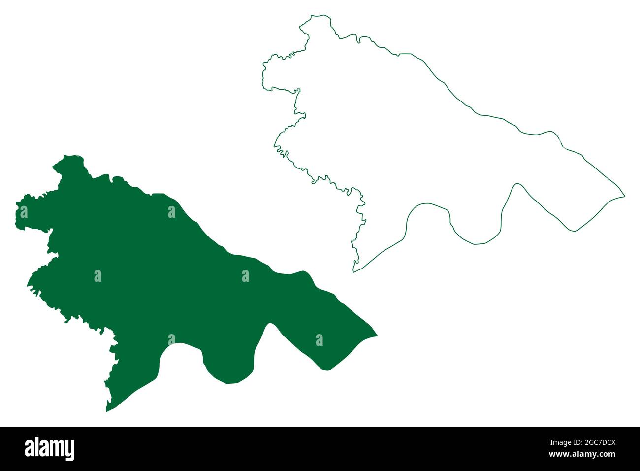 District de Ballia (État de l'Uttar Pradesh, République de l'Inde) carte illustration vectorielle, scribble croquis carte de Ballia Illustration de Vecteur