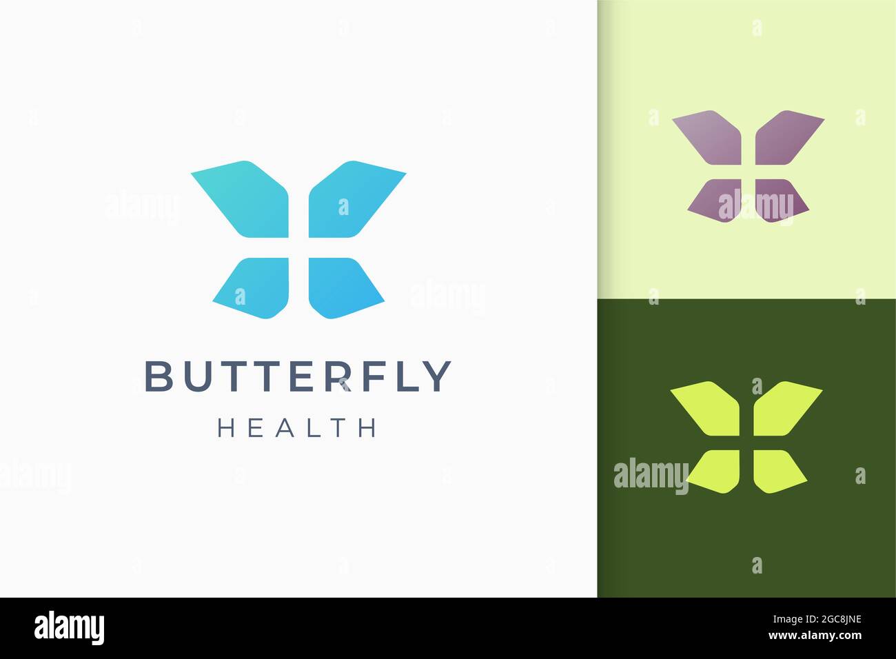 Logo papillon ou santé plus abstrait de forme simple et moderne Illustration de Vecteur