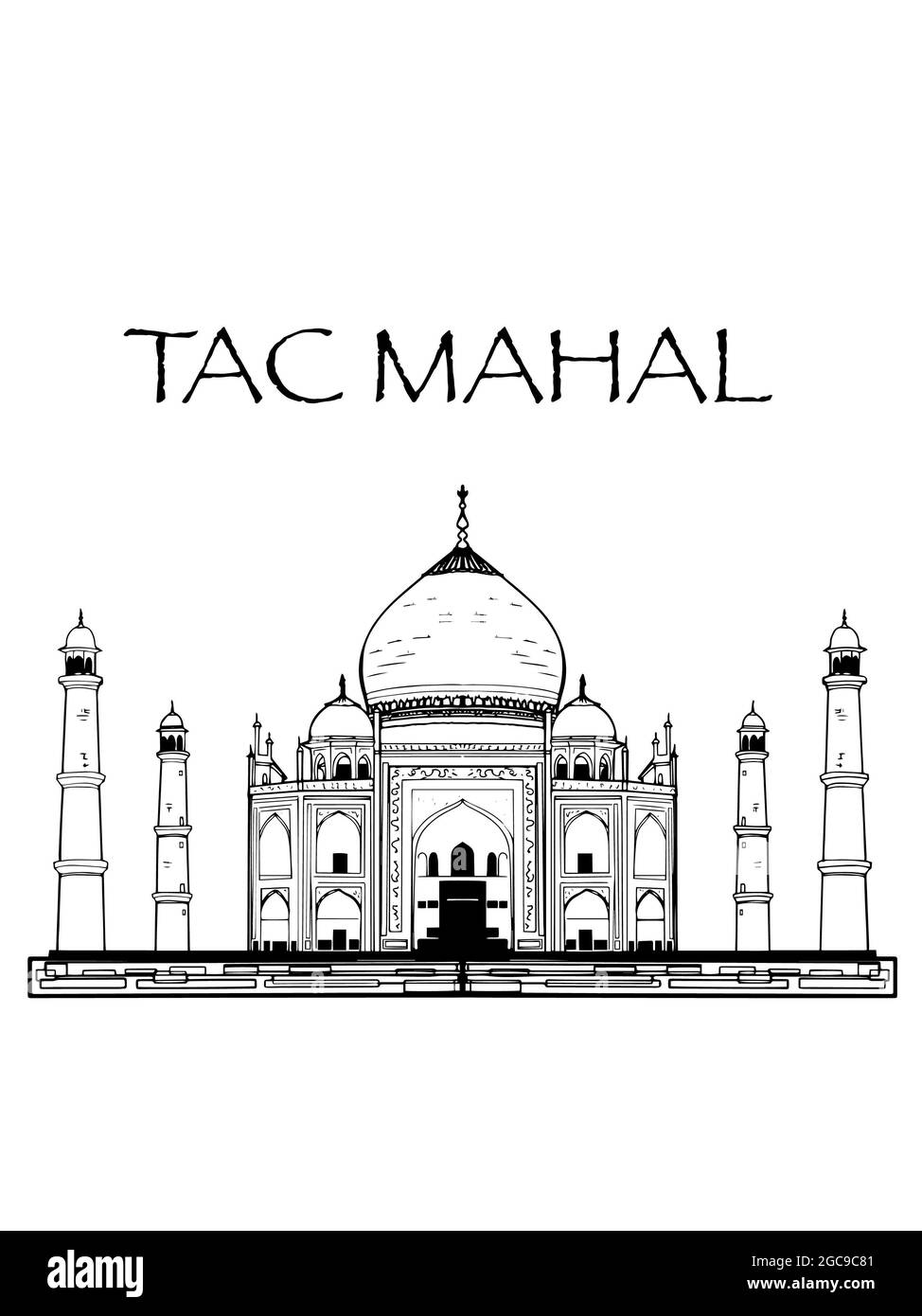 tac mahal illustration dessin de couleurs grises Banque D'Images