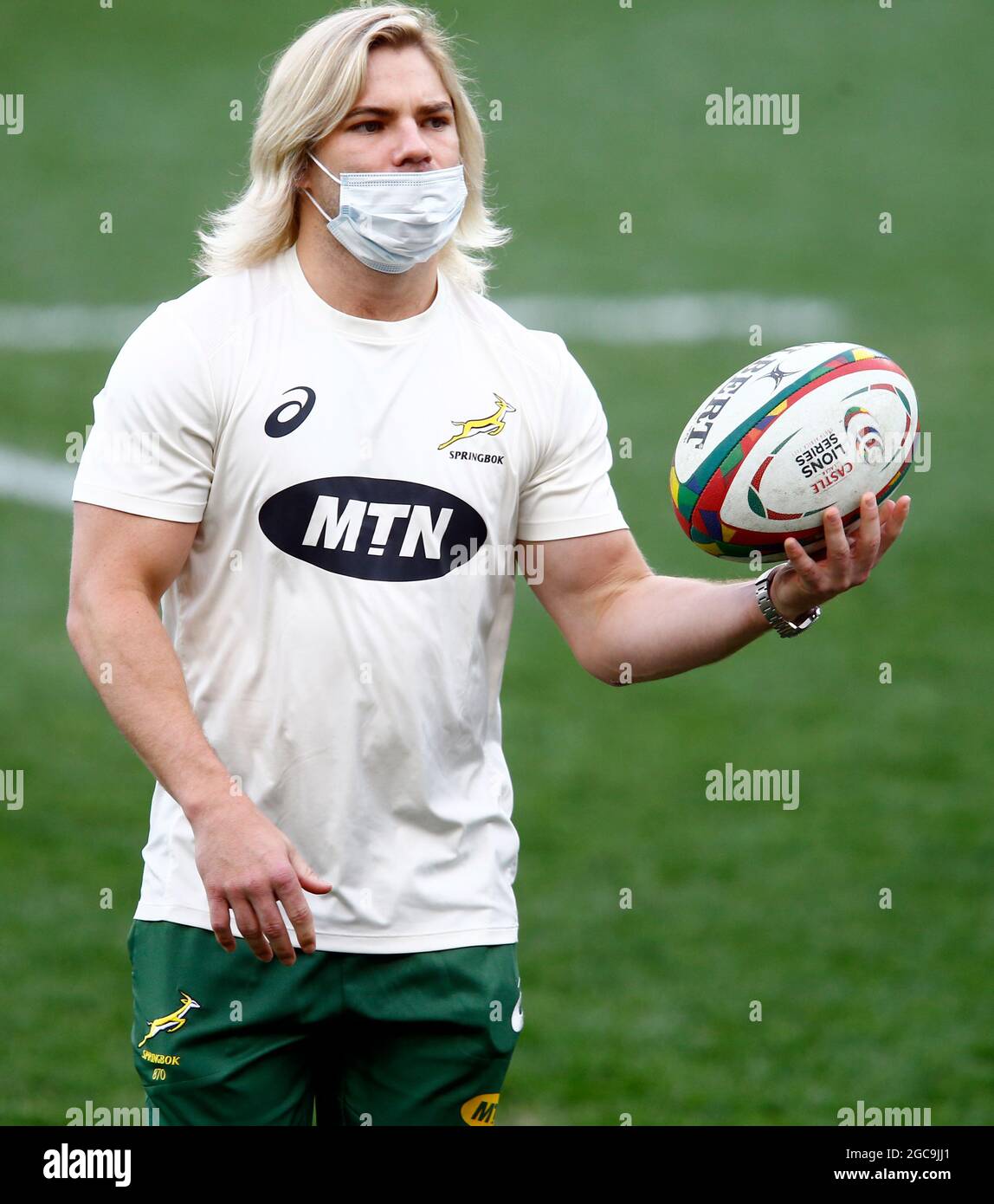 La FAF de Klerk d'Afrique du Sud pendant la série Lions de Castle Lager, troisième épreuve au stade du Cap, Cape Town, Afrique du Sud. Date de la photo: Samedi 8 août 2021. Banque D'Images