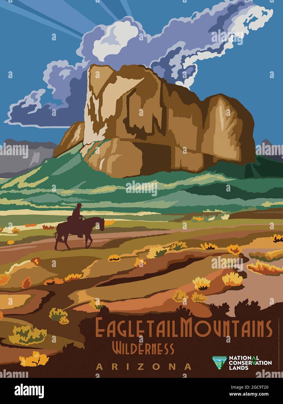 Une affiche de voyage pour le parc animalier Eagletail Mountains Wilderness, Arizona, États-Unis Banque D'Images