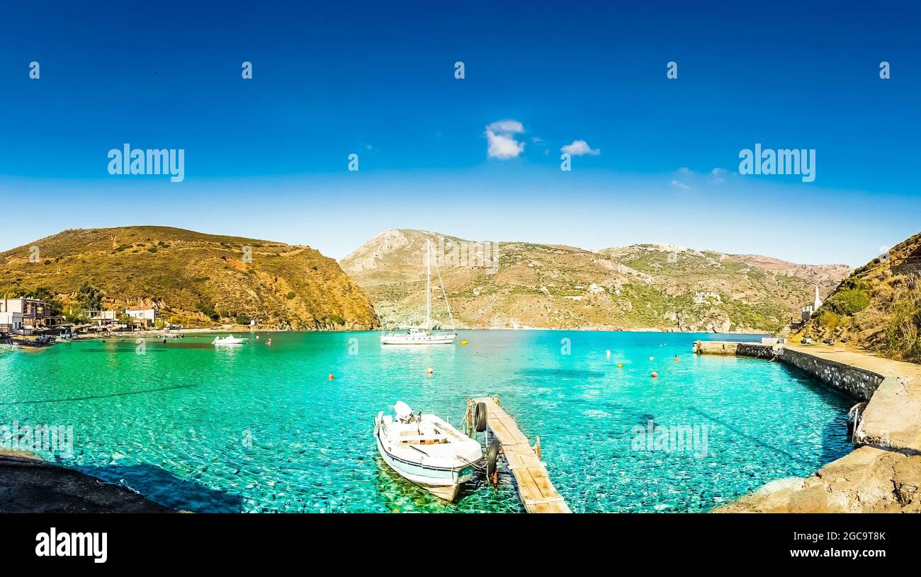 Baie de Porto Kagio dans la partie sud de la péninsule de Mani, Péloponnèse, Lakonia, Grèce Banque D'Images