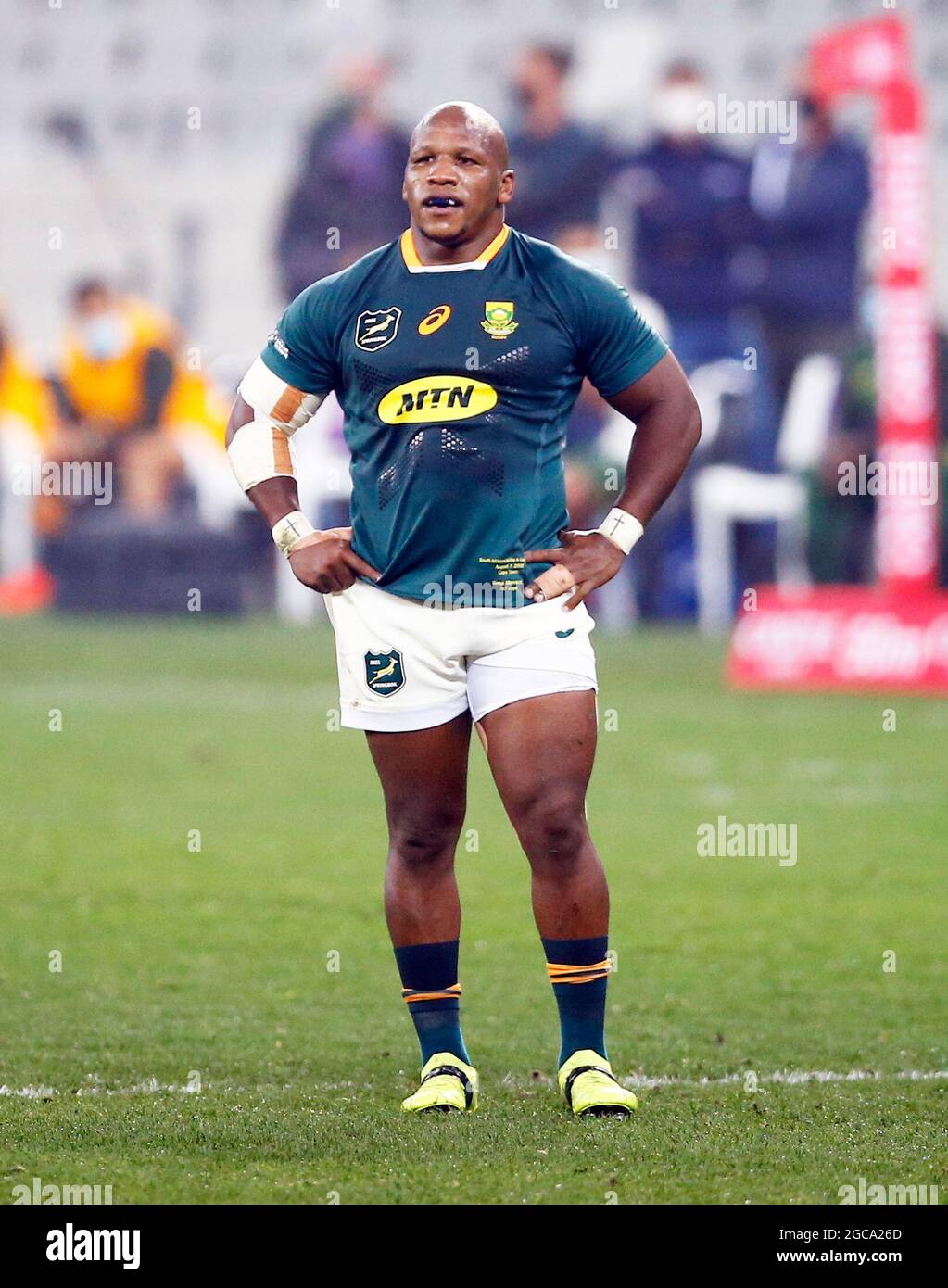 Bongi Mbonambi en Afrique du Sud pendant la série Lions de Castle Lager, troisième épreuve au stade du Cap, au Cap, en Afrique du Sud. Date de la photo: Samedi 8 août 2021. Banque D'Images