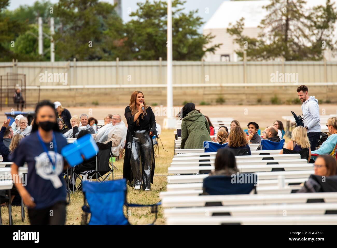 Edmonton, Canada. 06e août 2021. L'artiste autochtone Shawnee Kish se produit pendant le Together Again YEG Festival au Northlands Exhibition Grounds à Edmonton. Crédit : SOPA Images Limited/Alamy Live News Banque D'Images