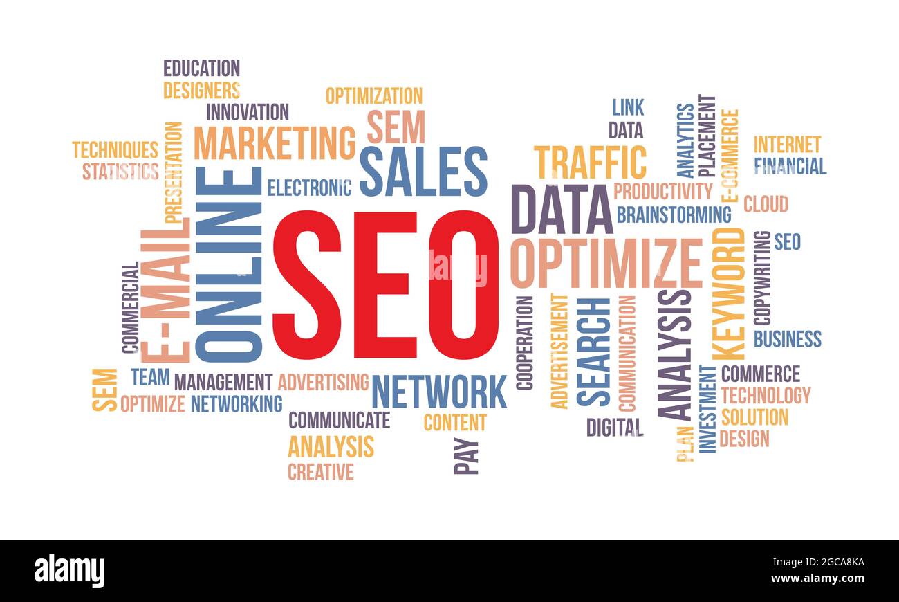 Présentation du concept d'entreprise, SEO Word Cloud Illustration de Vecteur