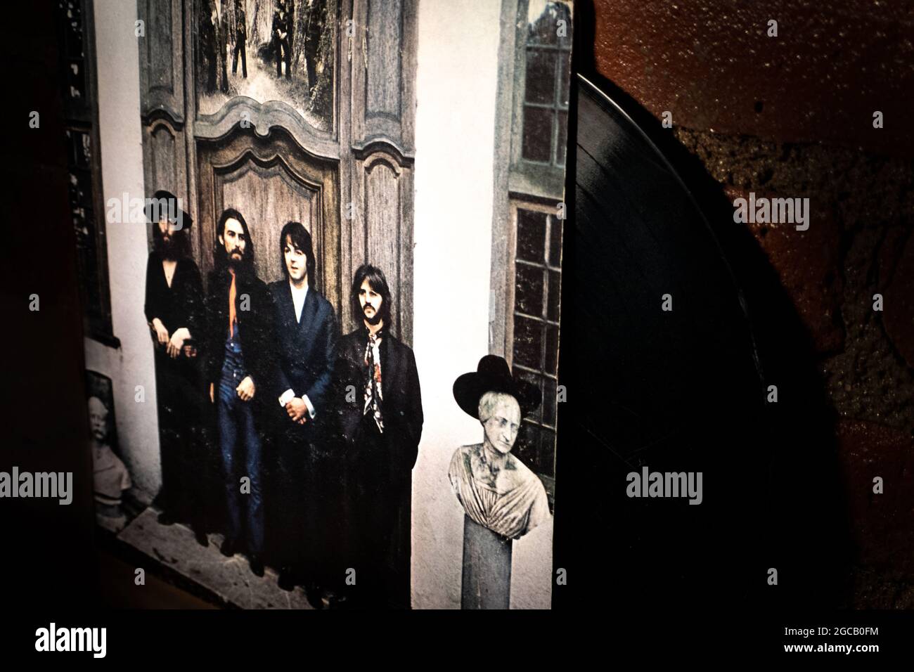 Gros plan de Front of the Beatles Hey Jude (The Beatles Again) Album et pochette en vinyle Banque D'Images