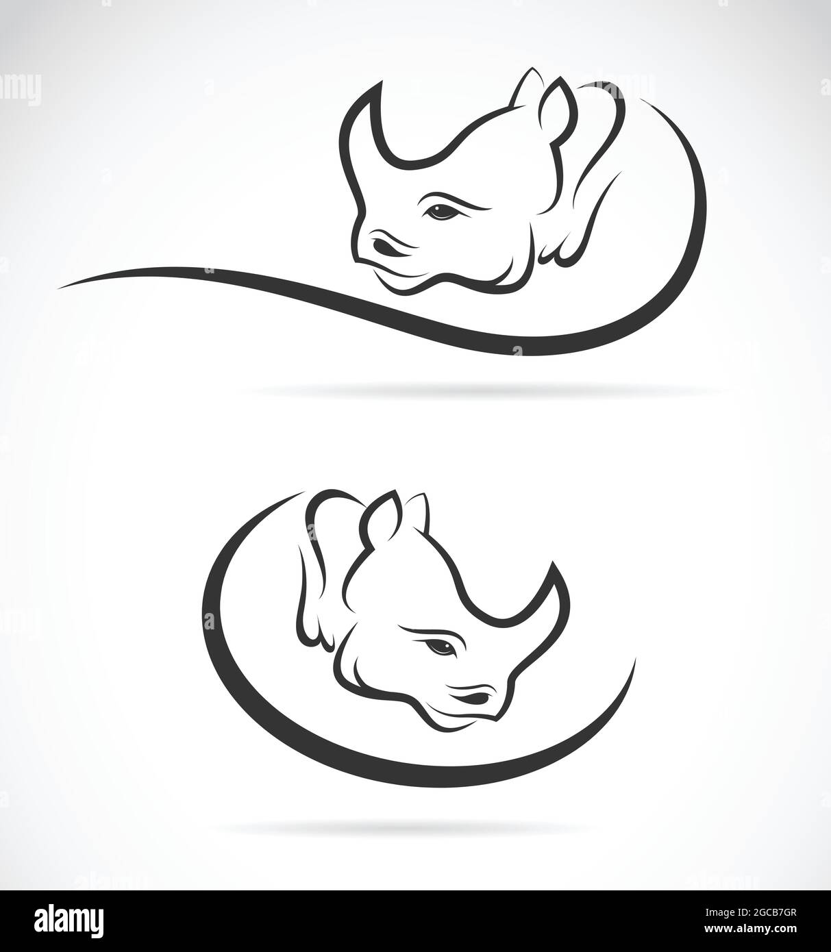 Image vectorielle d'un motif rhinocéros sur fond blanc. Illustration vectorielle superposée facile à modifier. Animaux sauvages. Illustration de Vecteur
