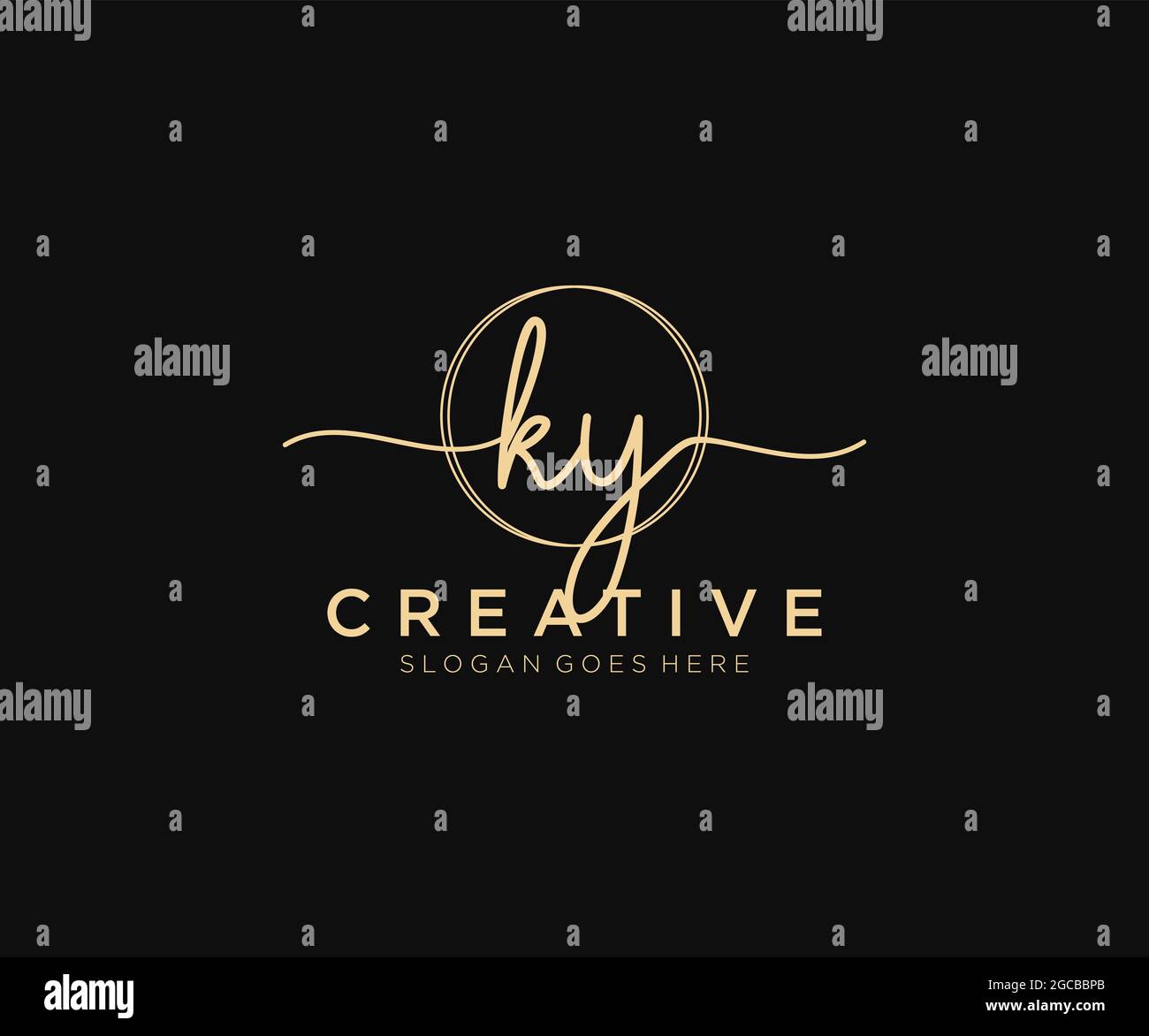 KY logo féminine beauté monogramme et élégant logo design, écriture logo de la signature initiale, mariage, mode, floral et botanique avec la création Illustration de Vecteur