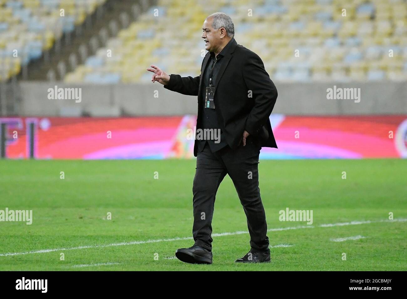 Rio de Janeiro, Brésil, 3 août 2021. Francisco Arce entraîneur de football de l'équipe Cerro Porteño, pendant le jeu fluminense contre Cerro Porteño pour le Banque D'Images