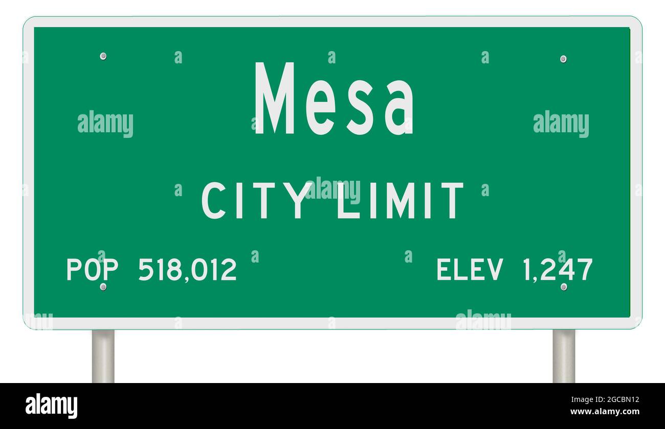 Affichage d'un panneau vert de l'autoroute de l'Arizona avec des informations sur la ville Banque D'Images