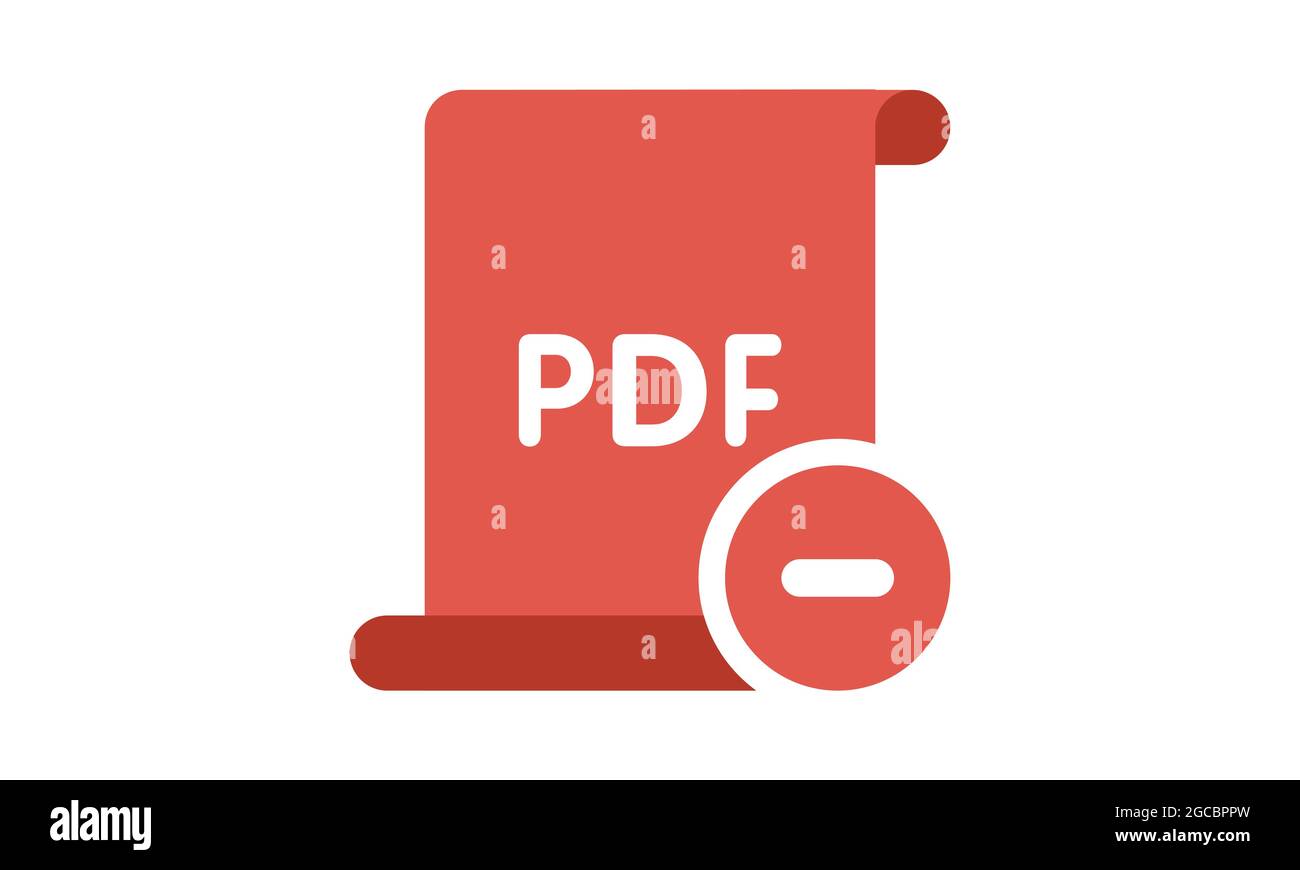 Icône de document PDF, extension PDF, icône de format de fichier avec le signe d'annulation. Icône de document PDF et fermer, supprimer, supprimer le symbole Illustration de Vecteur