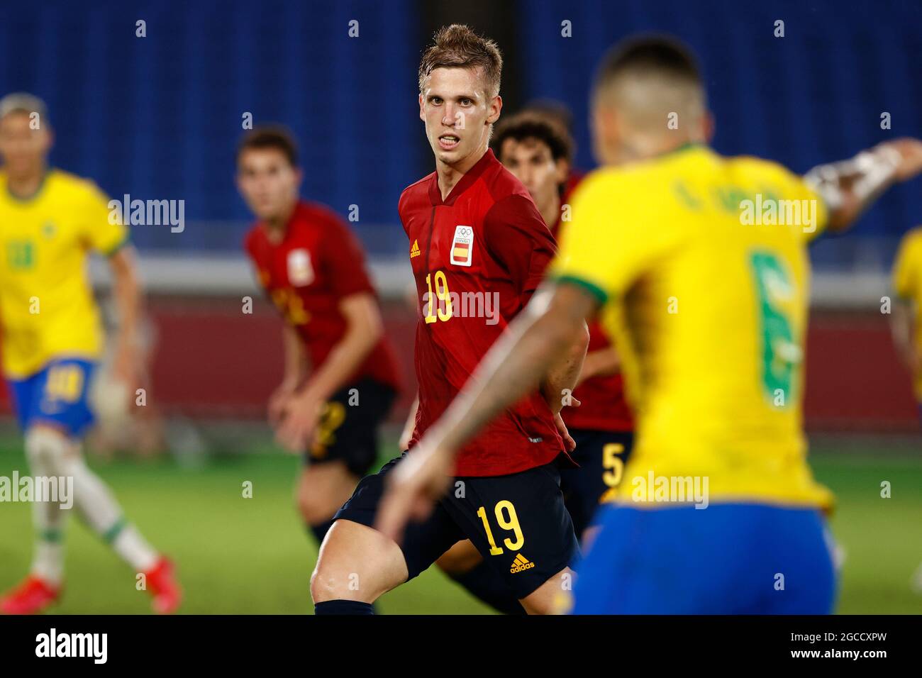 Tokyo, Japon. 07e août 2021. Dani OLMO (ESP), Aktion, Brésil - Espagne BRA - ESP 2: 1 après l'extension AET, football, finale masculine, football hommes Médaille d'or au Stade International Yokohama 07.08.2021 Jeux Olympiques d'été 2020, de 23.07. - 08.08.2021 à Tokyo/Japon. Credit: dpa/Alay Live News Banque D'Images