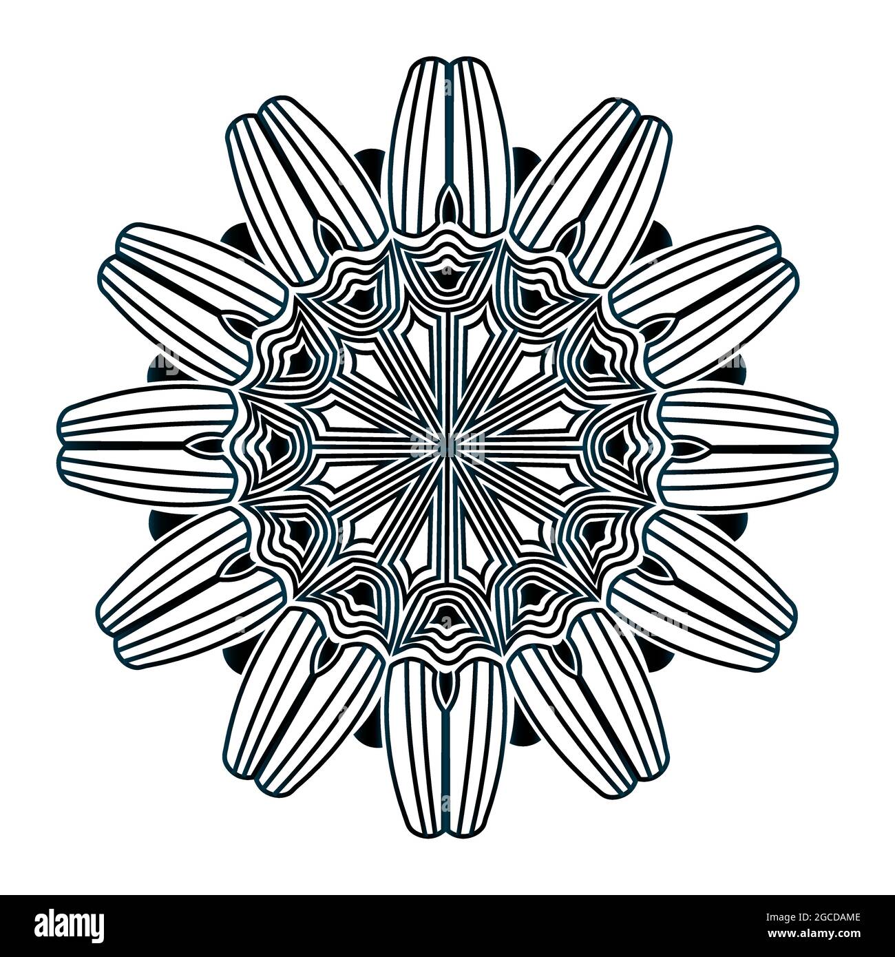 Mandala motif floral abstrait de l'art noir de fond pour la méditation Illustration de Vecteur