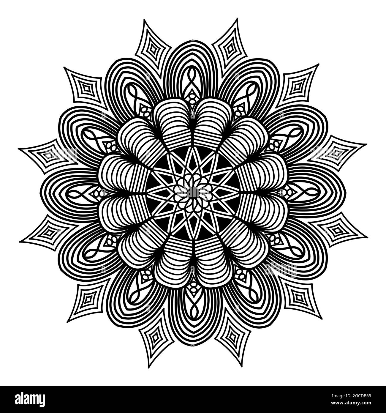 arrière-plan d'art mandala arabesque et motif vectoriel noir indien Illustration de Vecteur