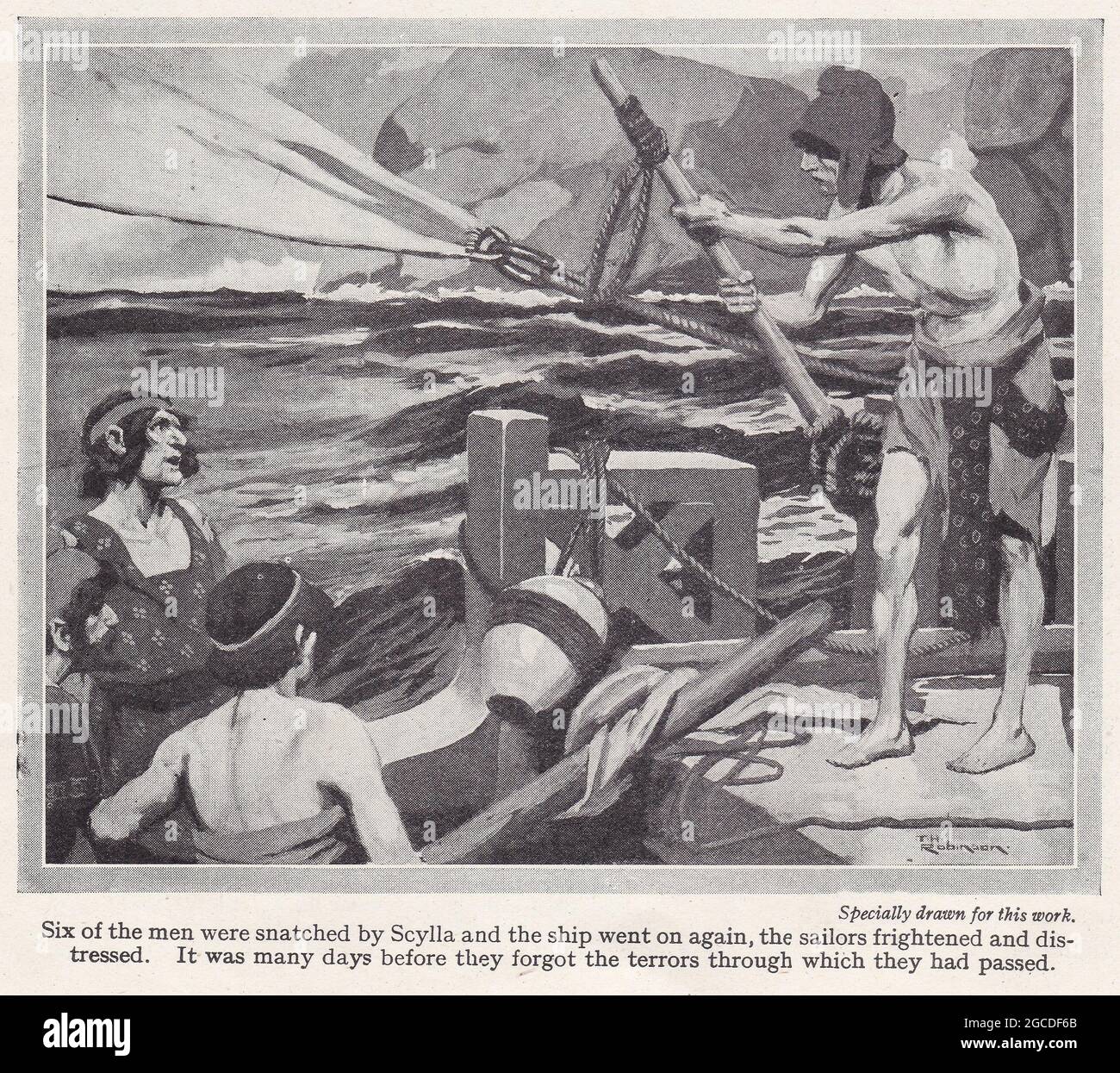 Illustrations vintage des Sirens et Scylla et Charybdis. Banque D'Images