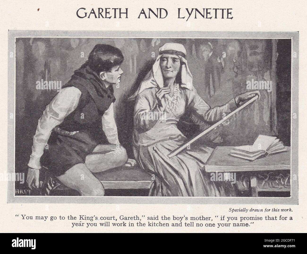 Illustration vintage de Gareth et Lynette Banque D'Images