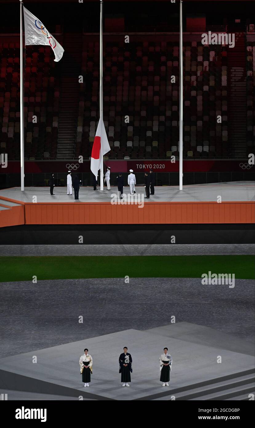 Illustration prise lors de la cérémonie de clôture le 17 jour des Jeux Olympiques de Tokyo 2020 à Tokyo, au Japon, le dimanche 08 août 2021. La postp Banque D'Images