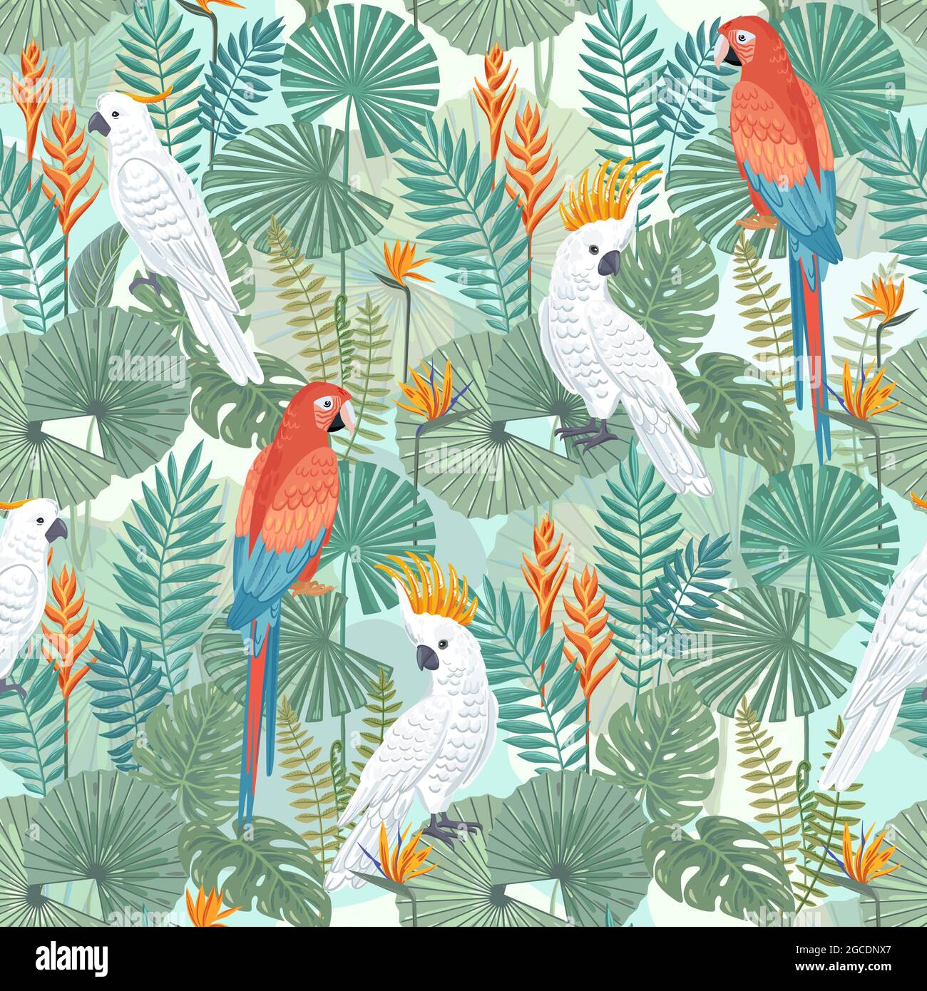 Motif tropical sans couture avec oiseaux Illustration de Vecteur
