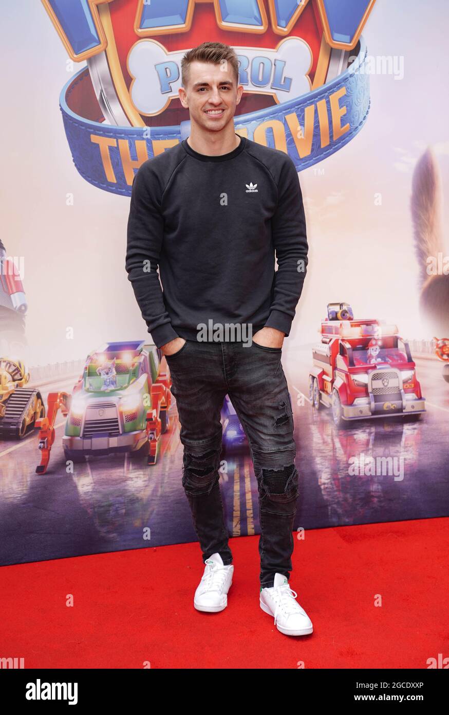 Max Whitlock arrive pour le gala de Paw Patrol The Movie à vue Leicester Square, Londres. Date de la photo: Dimanche 8 août 2021. Banque D'Images