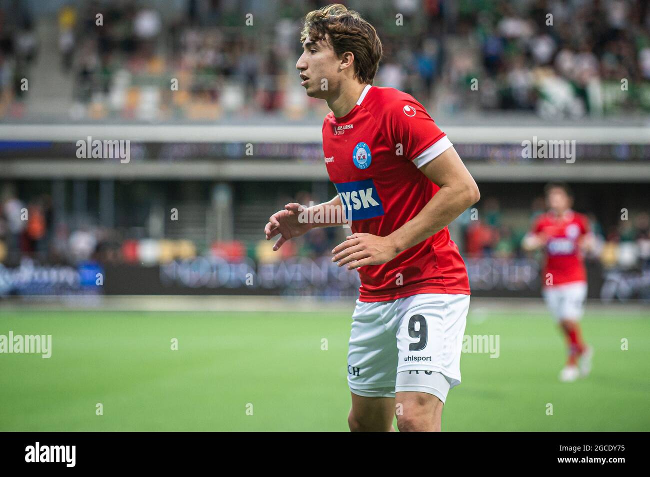 Silkeborg, Danemark. 06e, août 2021. Alexander Lind (9) de Silkeborg SI vu pendant le 3F Superliga match entre Silkeborg IF et Viborg FF au parc JYSK à Silkeborg. (Crédit photo: Gonzales photo - Morten Kjaer). Banque D'Images