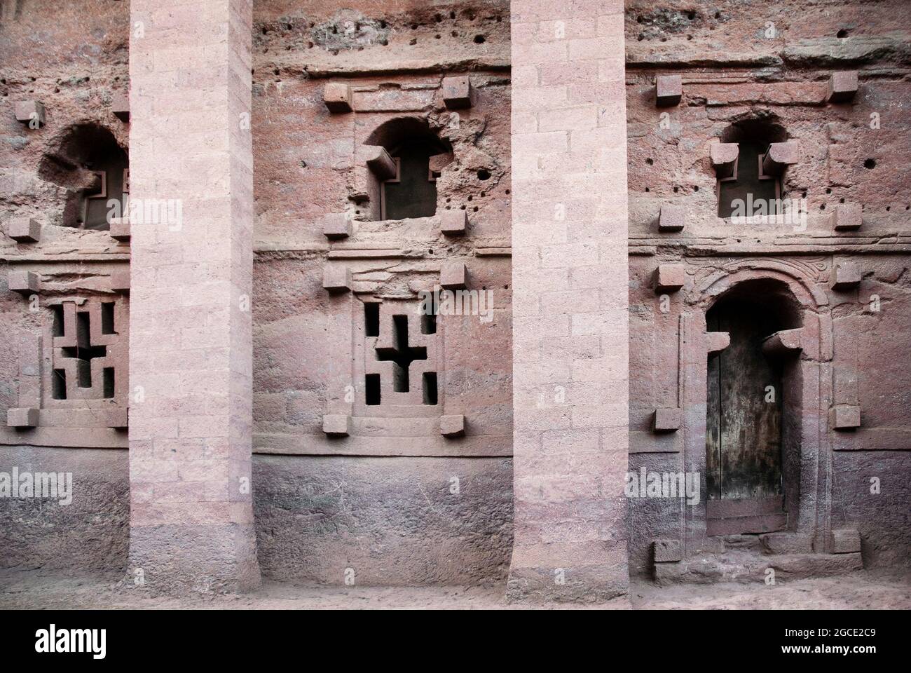 détail de lalibela anciennes églises monolithiques rock-hewn site historique en ethiopie Banque D'Images
