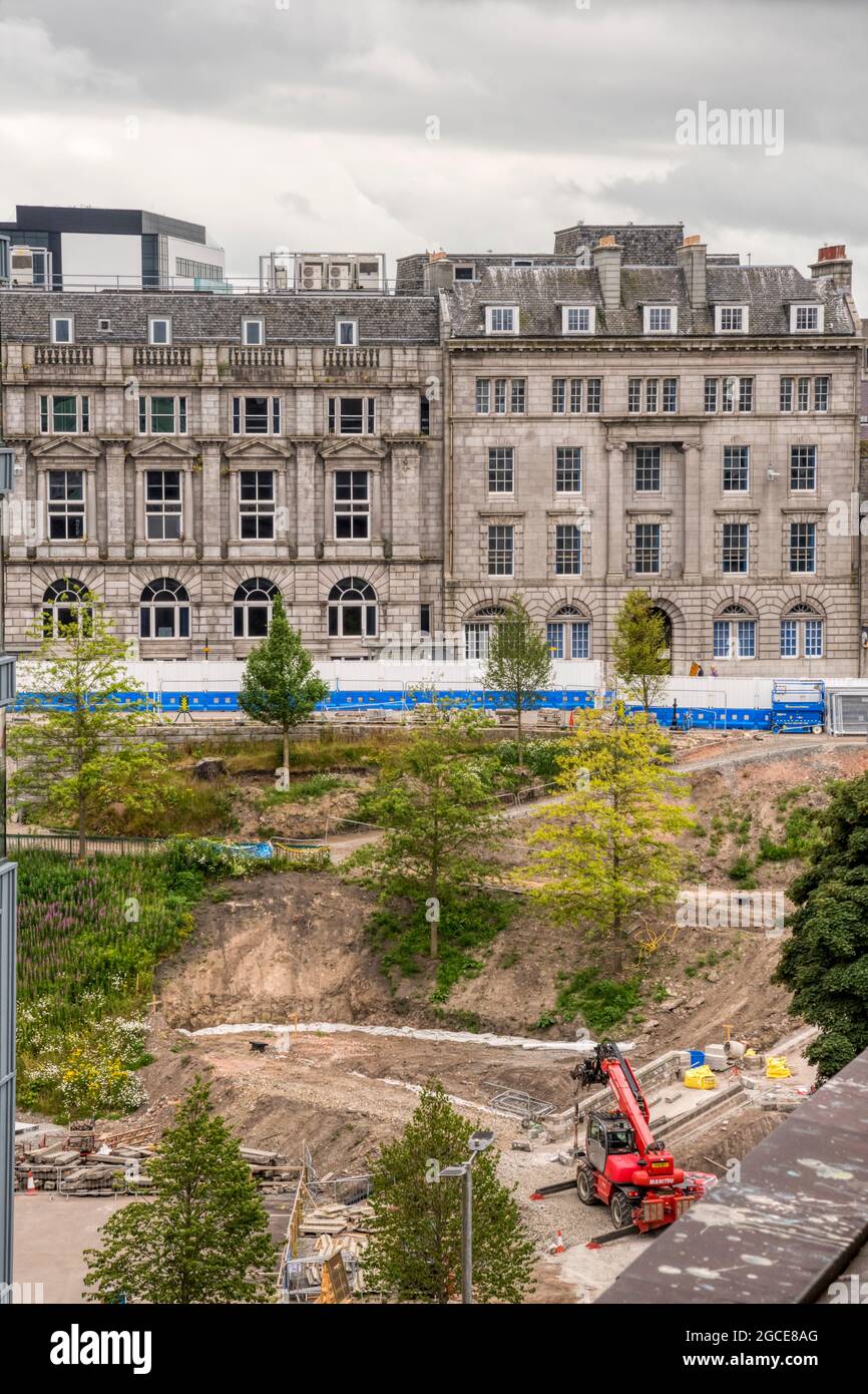 Réaménagement des jardins Union Terrace, Aberdeen, vu en juillet 2021. Les jardins couvrent environ deux hectares et demi et ont ouvert au public en 1879. Banque D'Images