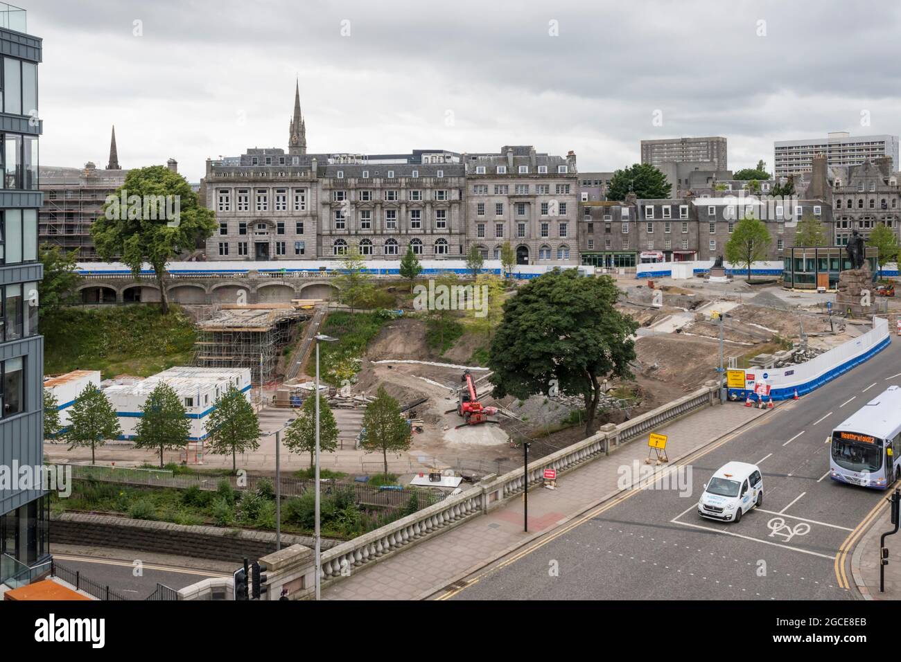 Réaménagement des jardins Union Terrace, Aberdeen, vu en juillet 2021. Les jardins couvrent environ deux hectares et demi et ont ouvert au public en 1879. Banque D'Images