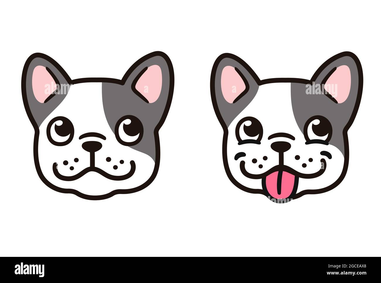 Tête De Bouledogue De Dessin Animé Mignon