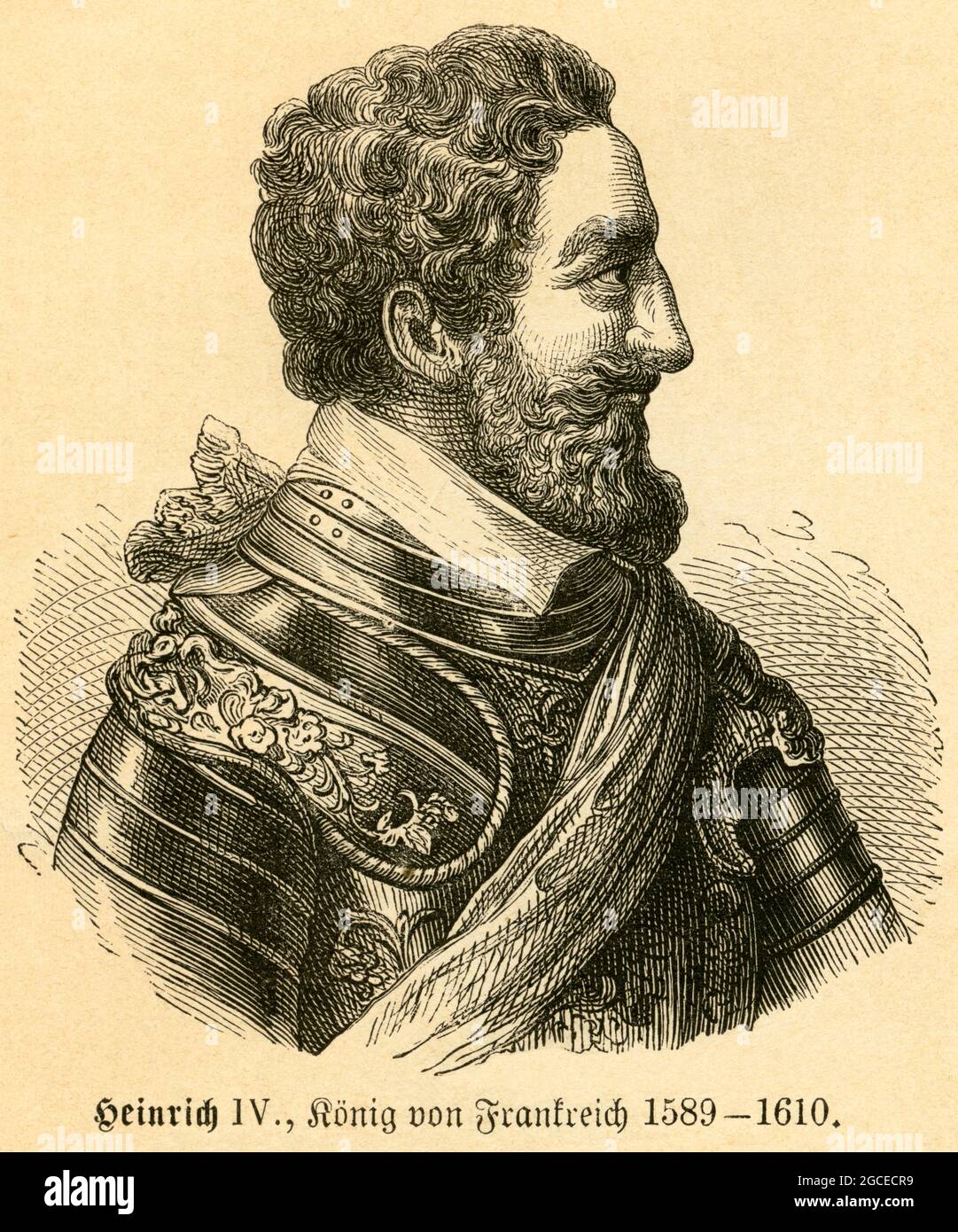 Europa, Frankreich, Heinrich IV , König von Frankreich , Motiv aus : ' Die Kirche Christi in Bild und Wort ' , von Christlieb Gotthold Hottinger, Verlag von Dr. Hottinger' Volksblatt ( Volksblatt Verlag ) , Straßburg im Elsaß , 1878 . / Europe, France, Henry IV , roi de France, image de : ' Die Kirche Christi in Bild und Wort ' ( l'église Christ en image et en mot ) , par Christlieb Gotthold Hottinger, maison d'édition Volksblatt , Strassburg - Elsss , 1878 . Banque D'Images